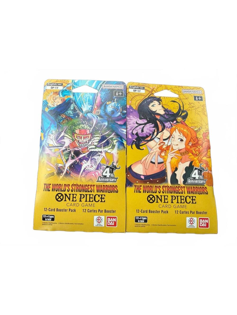 One Piece Card Game OP-17 Sleeved Booster Packs Factory Sealed Lot of 2 Bandai